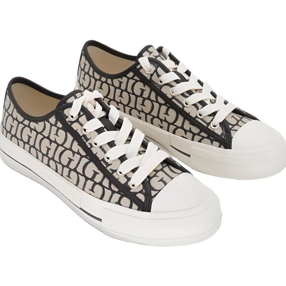 GUESS Carey Jacquard Logo Lace-Up Sneakers Dark Brown Size 9M - Picture 4 of 6